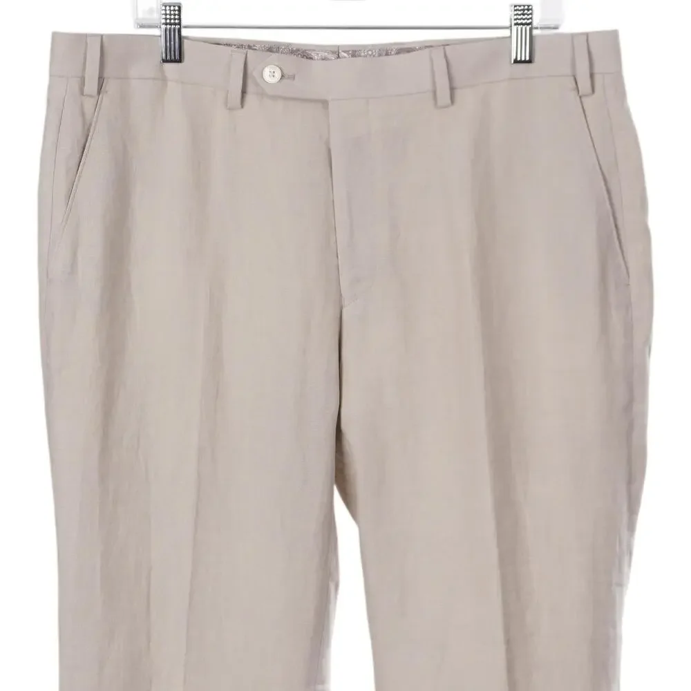 NWOT LAUREN RALPH LAUREN Pants Men 36x30 Beige Linen Pockets Dress Casual